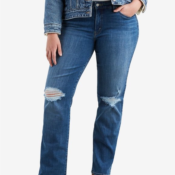 Levi's Denim - Levi's Plus Size 414 Distressed Straight Jeans